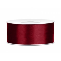 Tasiemka satynowa, bordo, 25mm/25m