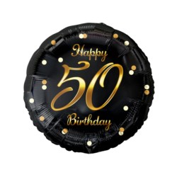 Balon foliowy B&C Happy 50 Birthday, czarny, nadru