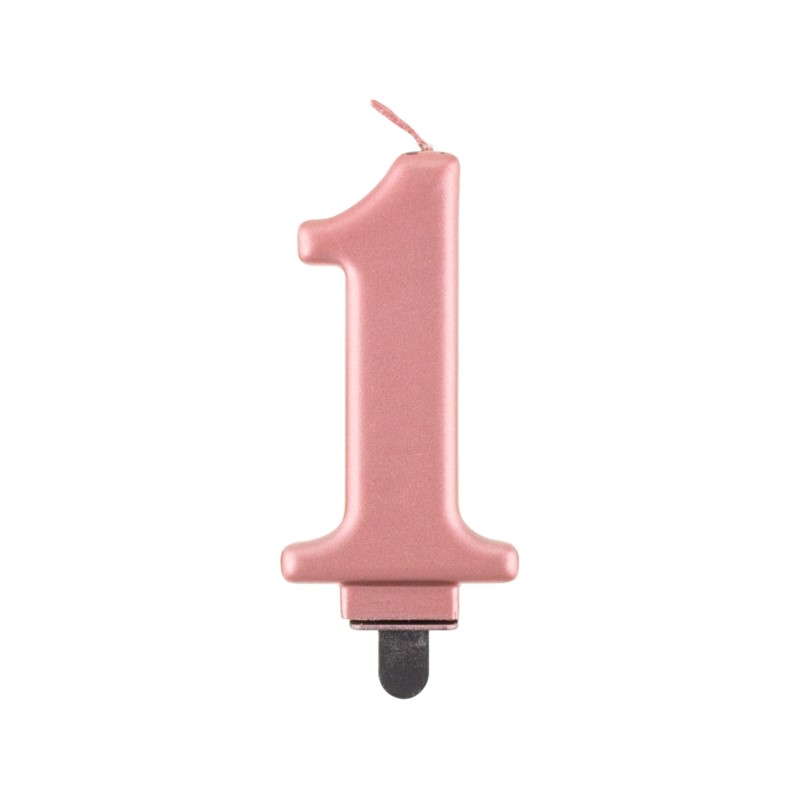 Świeczka cyferka 1, metalik różowo-złota, 8,0 cm Świeczka cyferka 1, metalik różowo-złota, 8,0 cm