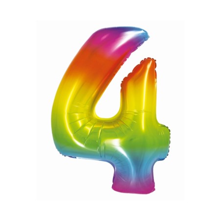 Balon foliowy Smart, Cyfra 4, tęczowa, 76 cm