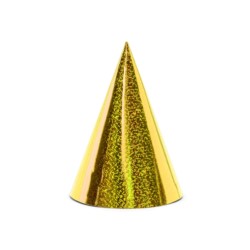 Czapeczki holograficzne, złoty, 10cm (6 szt.)