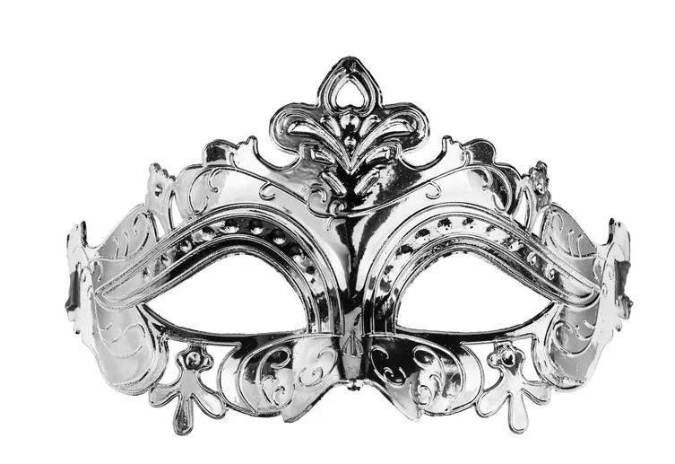 Maska karnawałowa, 17x9 cm, srebrna