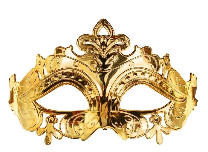 Maska karnawałowa, 17x9 cm, ciemny złoty