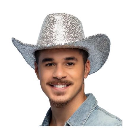 Kapelusz kowbojski na imprezę rodeo srebrny