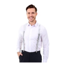 Szelki do spodni cekinowe srebrne