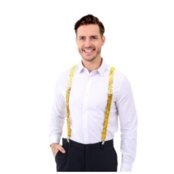 Szelki do spodni cekinowe złote