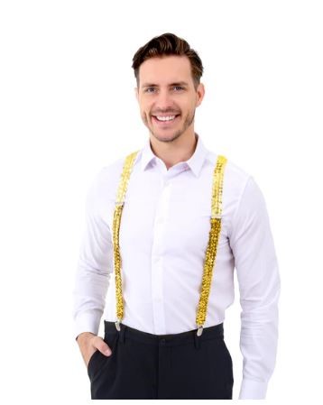 Szelki do spodni cekinowe złote