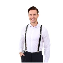 Szelki do spodni cekinowe czarne