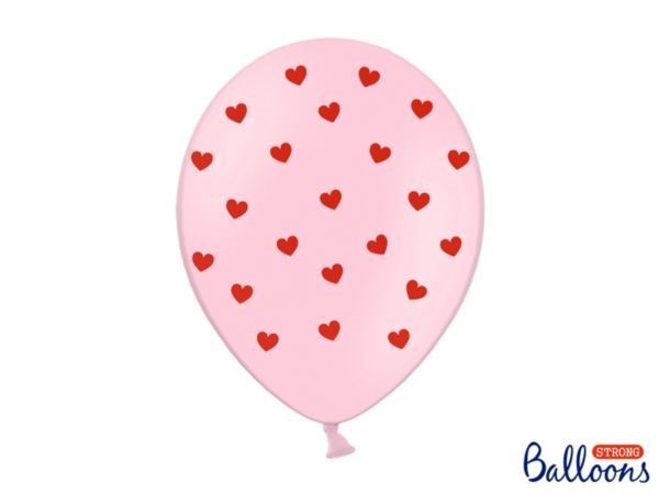 Balony 30 cm, Serca, Pastel Baby Pink