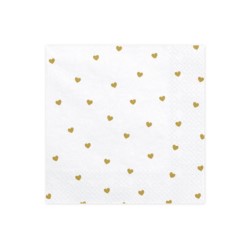 Serwetki Serca, biały, 33x33cm