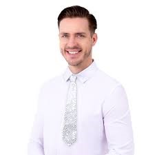 Krawat cekinowy srebrny