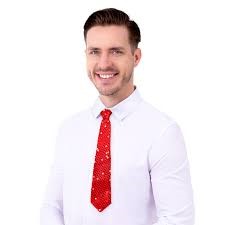 Krawat cekinowy czerwony