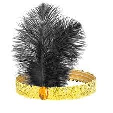 Opaska z cekinami i piórami Lata 20-te złota