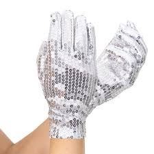 Rękawiczki cekinowe srebrne 26 cm