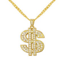 Naszyjnik łańcuszek złoty ze znakiem dolara z cyrk