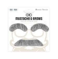 Sztuczne brwi i wąsy siwe - zestaw