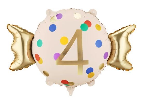 Balon foliowy Cukierek ''4'', 61x37 cm, mix