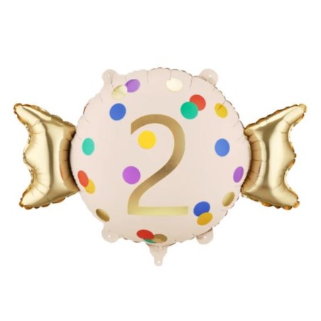 Balon foliowy Cukierek ''2'', 61x37 cm, mix