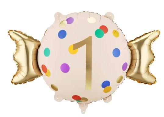 Balon foliowy Cukierek ''1'', 61x37 cm, mix