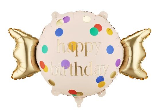 Balon foliowy Cukierek Happy Birthday, 61x37 cm, m