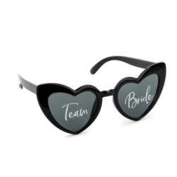 Okulary serduszka z napisem ''Team Bride'', czarny