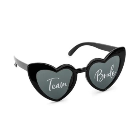 Okulary serduszka z napisem ''Team Bride'', czarny