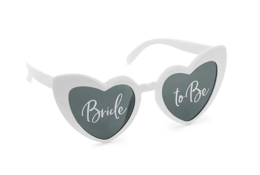 Okulary serduszka z napisem ''Bride to Be'', biały