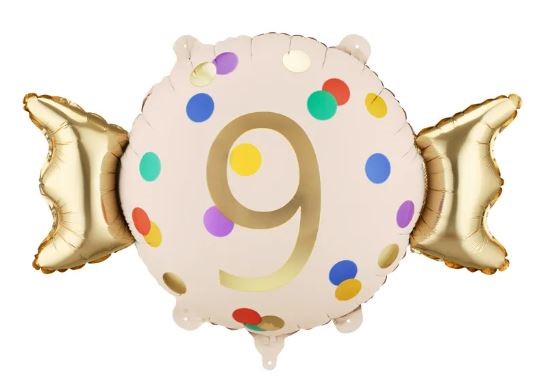 Balon foliowy Cukierek ''9'', 61x37 cm, mix