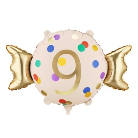 Balon foliowy Cukierek ''9'', 61x37 cm, mix