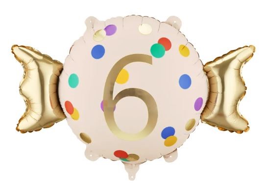 Balon foliowy Cukierek ''6'', 61x37 cm, mix