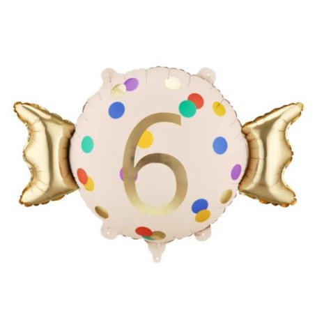 Balon foliowy Cukierek ''6'', 61x37 cm, mix