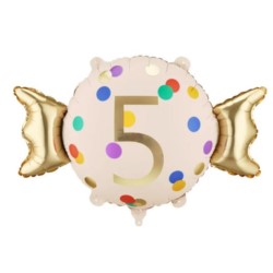 Balon foliowy Cukierek ''5'', 61x37 cm, mix