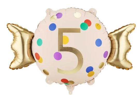 Balon foliowy Cukierek ''5'', 61x37 cm, mix