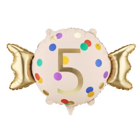 Balon foliowy Cukierek ''5'', 61x37 cm, mix