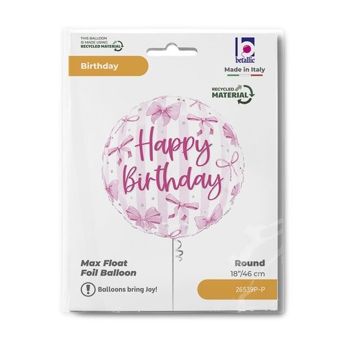 Balon foliowy Grabo 18'', R18 Pretty Pink Bow Birt