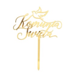 Topper na tort z napisem Komunia Święta Gołąbek