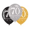 Balony lateksowe 70 Lat Sparkling Birthday 6szt