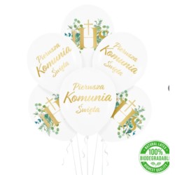 Balony Komunia Święta Eukaliptus 12" / 6szt