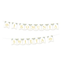 Baner komunijny I Komunia Święta Eukaliptus 240cm