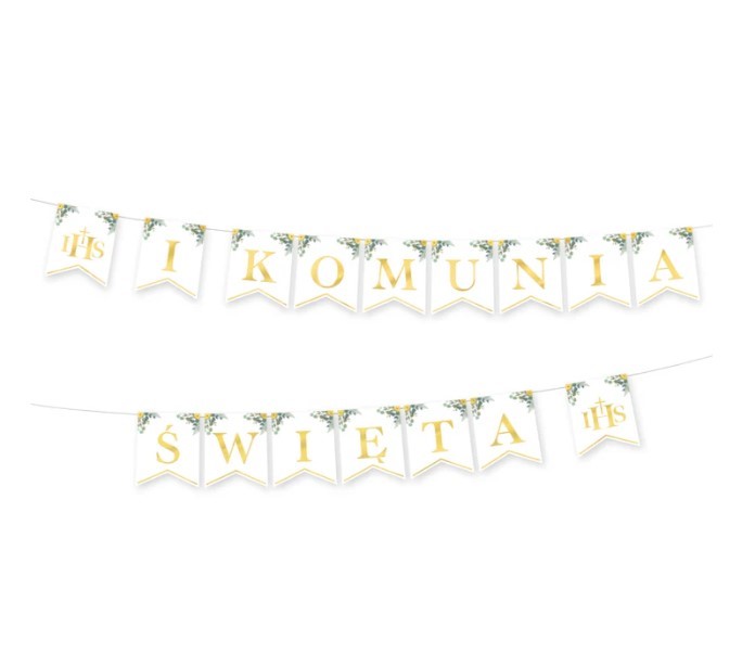 Baner komunijny I Komunia Święta Eukaliptus 240cm