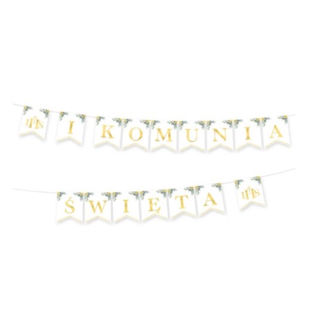 Baner komunijny I Komunia Święta Eukaliptus 240cm