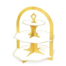 Patera na ciastka biało-złota 34x45cm