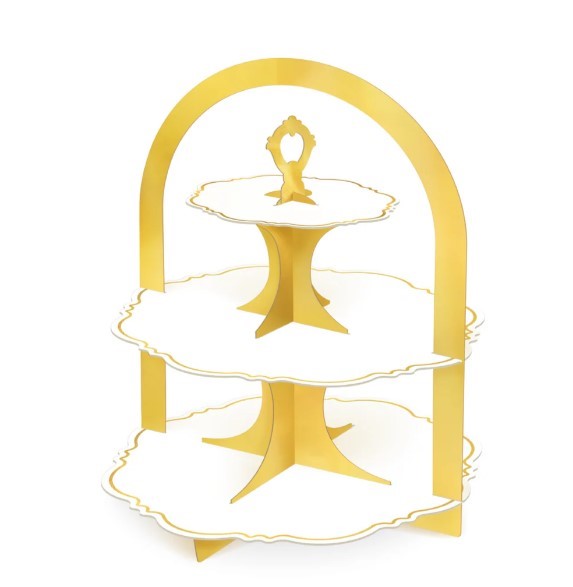 Patera na ciastka biało-złota 34x45cm