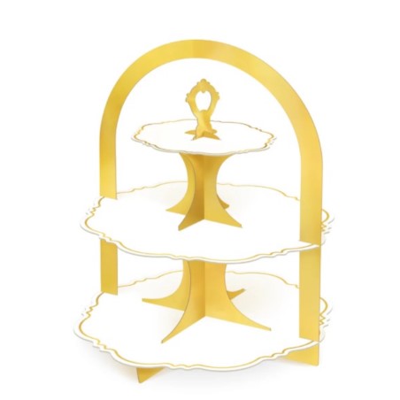 Patera na ciastka biało-złota 34x45cm