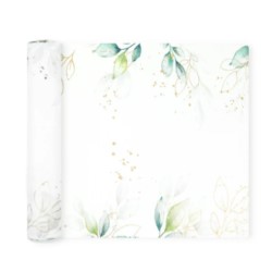 Bieżnik na stół liście ze złotym motywem roślinnym