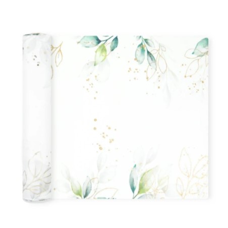 Bieżnik na stół liście ze złotym motywem roślinnym