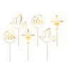 Toppery na tort Komunia biało-złote 6szt. zestaw