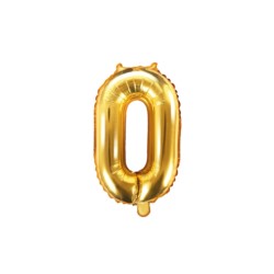 Balon foliowy Cyfra "0", 35cm, złoty