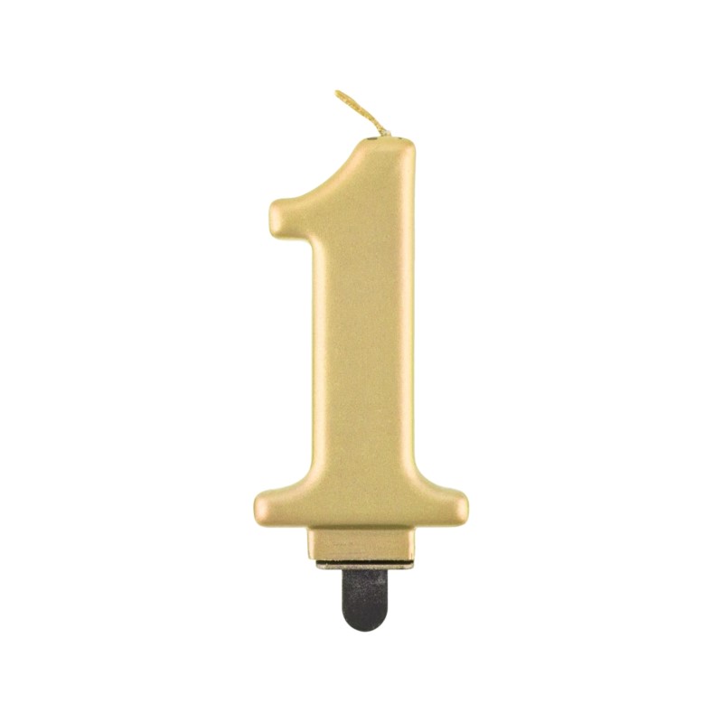 Świeczka cyferka 1, metalik złota