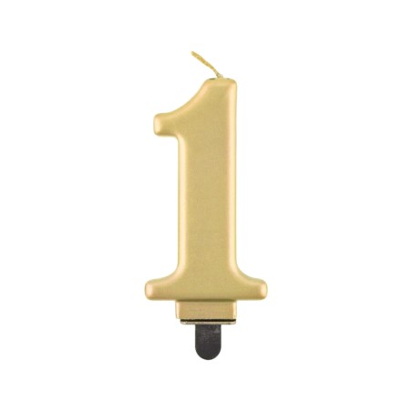 Świeczka cyferka 1, metalik złota